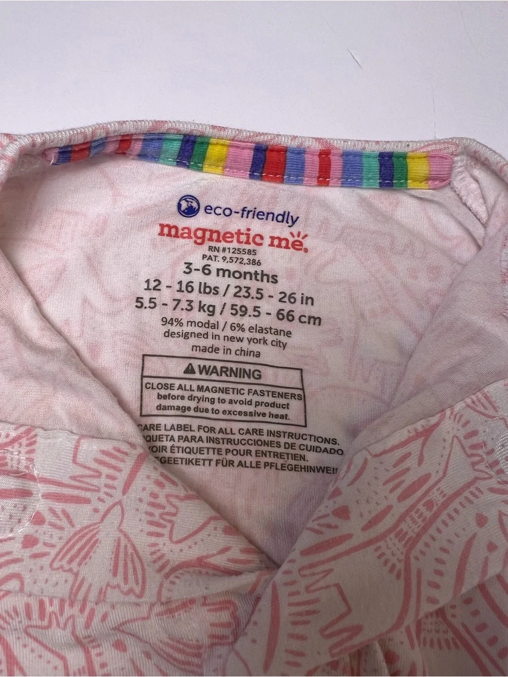 Magnetic Me Pink Elephant Modal Footie Pajama Size 3-6 months